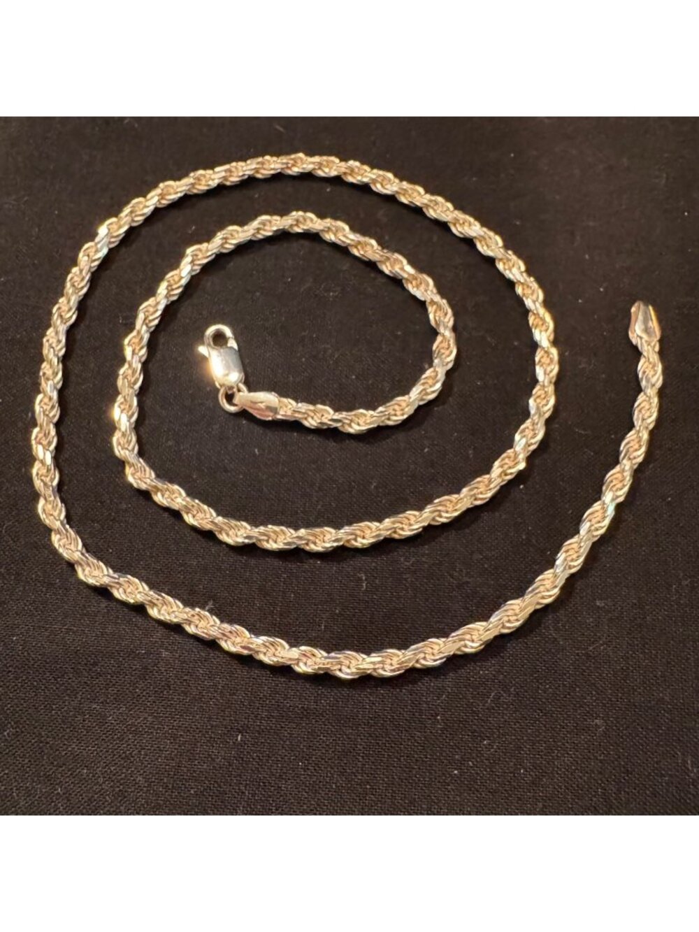 Sterling Silver 925 Rope Chain Necklace Lobster Clasp 3.2mm 18" Length